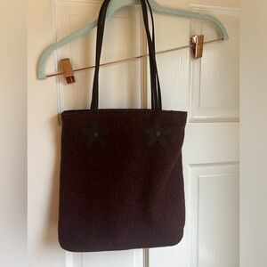 Brown wool hand bag